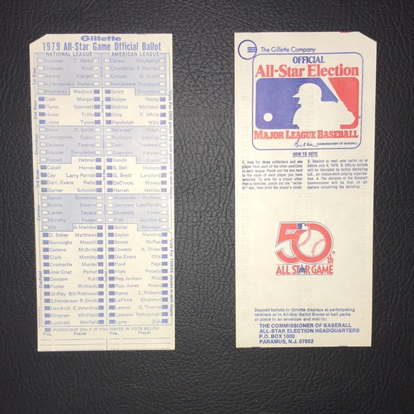 16 MLB Gillette 1979 All-Star Game Official Ballots - unused - Picture 2 of 5